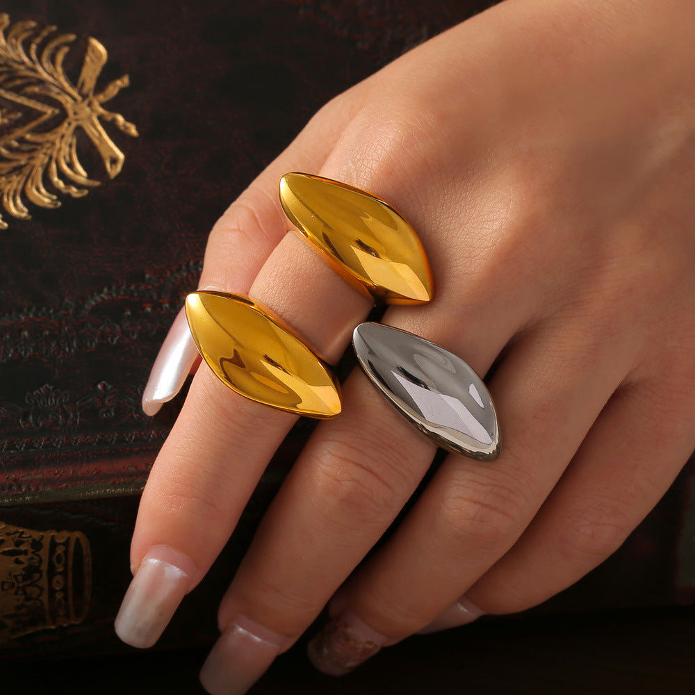Golden Titanium Steel Geometric Index Finger Ring