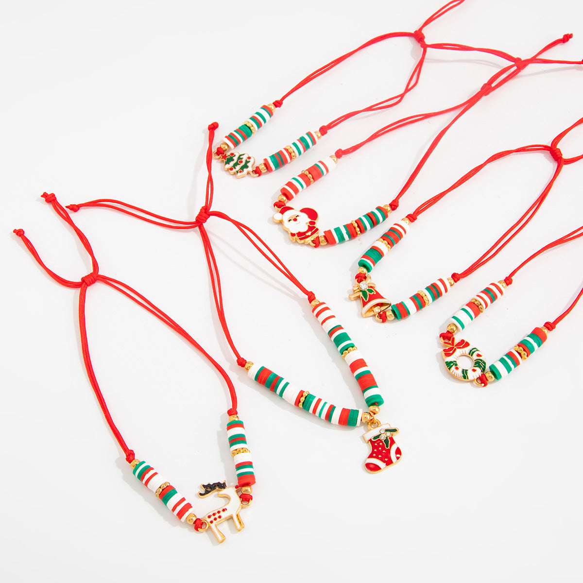 Planderful Crystal Beaded Holiday Bracelet For Women With Christmas Tree Elk Pendant Adjustable