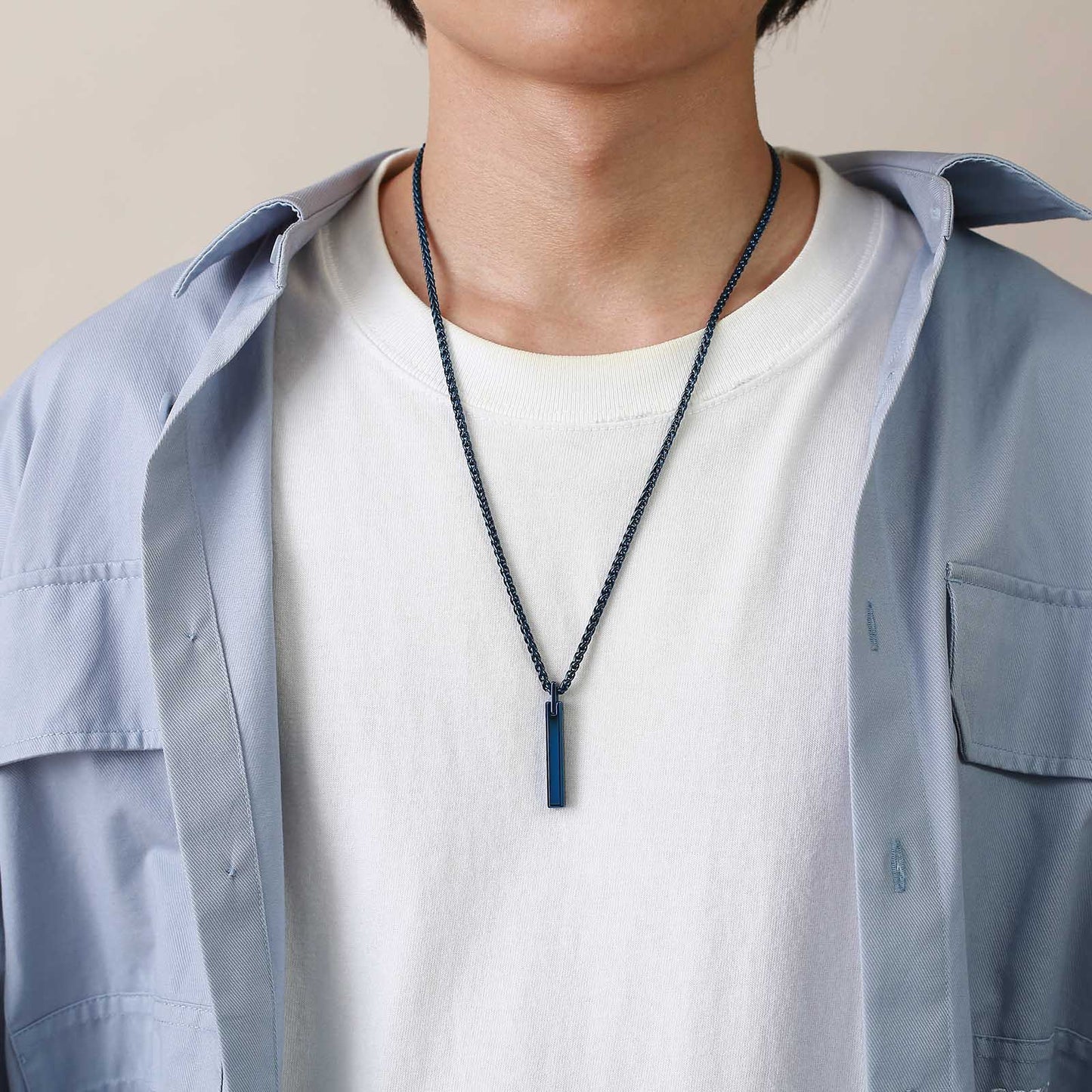 Simple Tide Men's One-Word Glossy Necklace for Men
