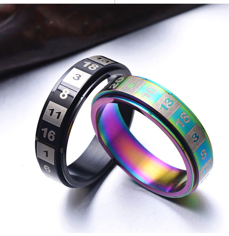 Colorful Personalized Titanium Steel Digital Couple Ring