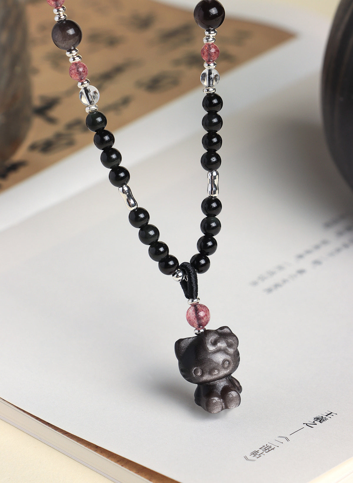 Aquamarine Obsidian Pendant Necklace
