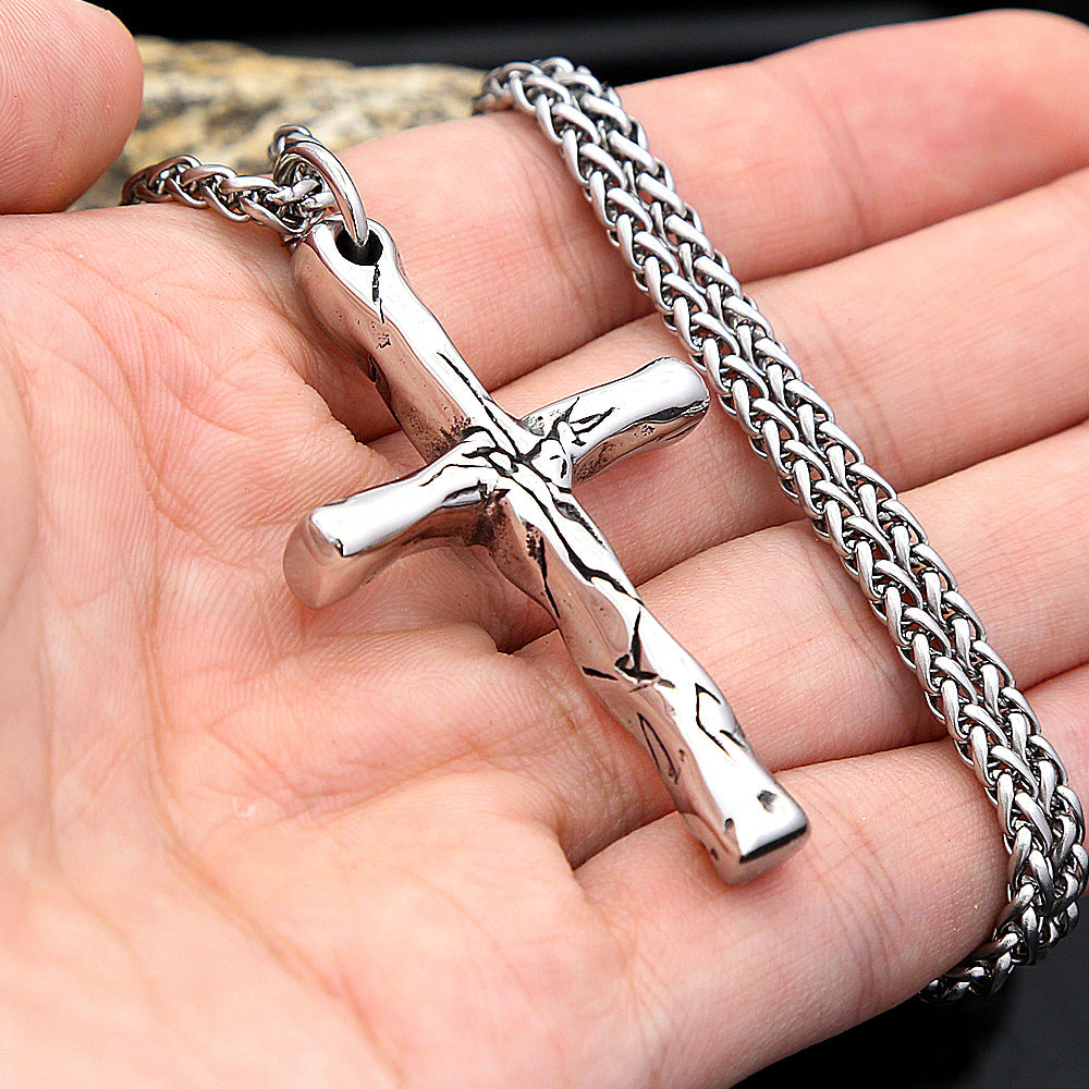 Cross-Border Jewelry Wholesale Men's Titanium Steel Cross Necklace