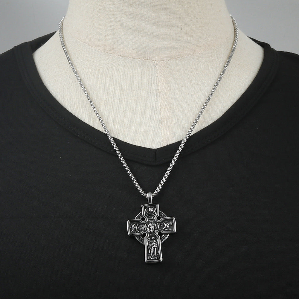European And American Stainless Steel Cross Pendant For Men