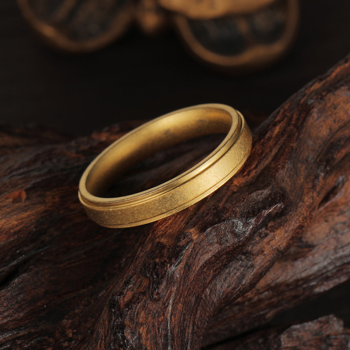Planderful Antique Gold Mens Vintage Ring Protection Statement Unisex Wedding Accessory
