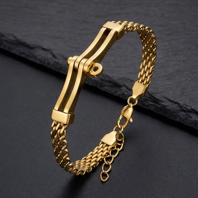 Hip-Hop Cool Locomotive Bracelet – Punk Bike Chain – Curved Mesh Chain Belt Extension