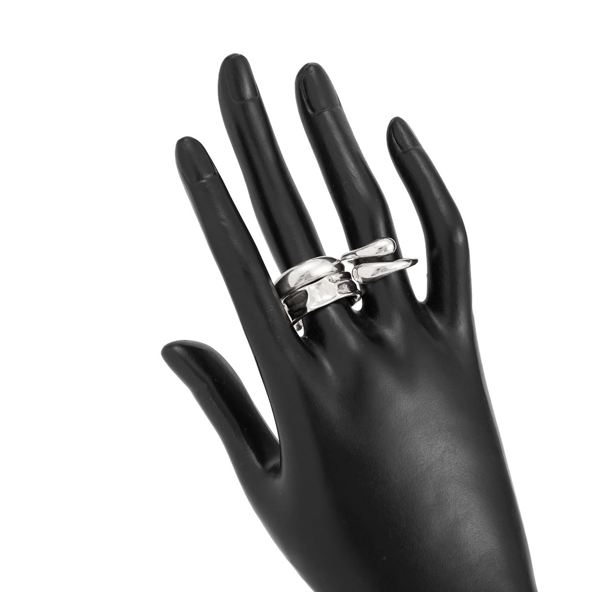 Planderful Collection Vienna Verve Irregular Liquid Fold Open Ring For Women Modern Statement Jewelry