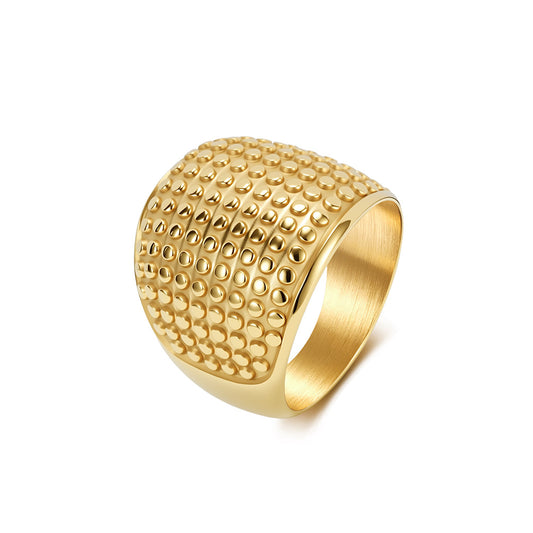 French Antique Coin Stainless Steel Ring Women's Gold-Plated