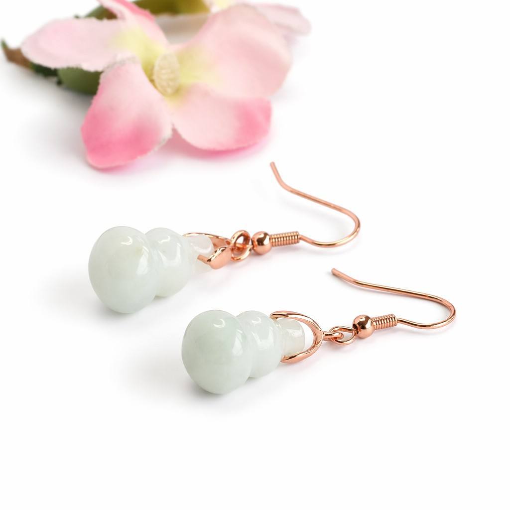 Jadeite Gourd Teardrop Earrings