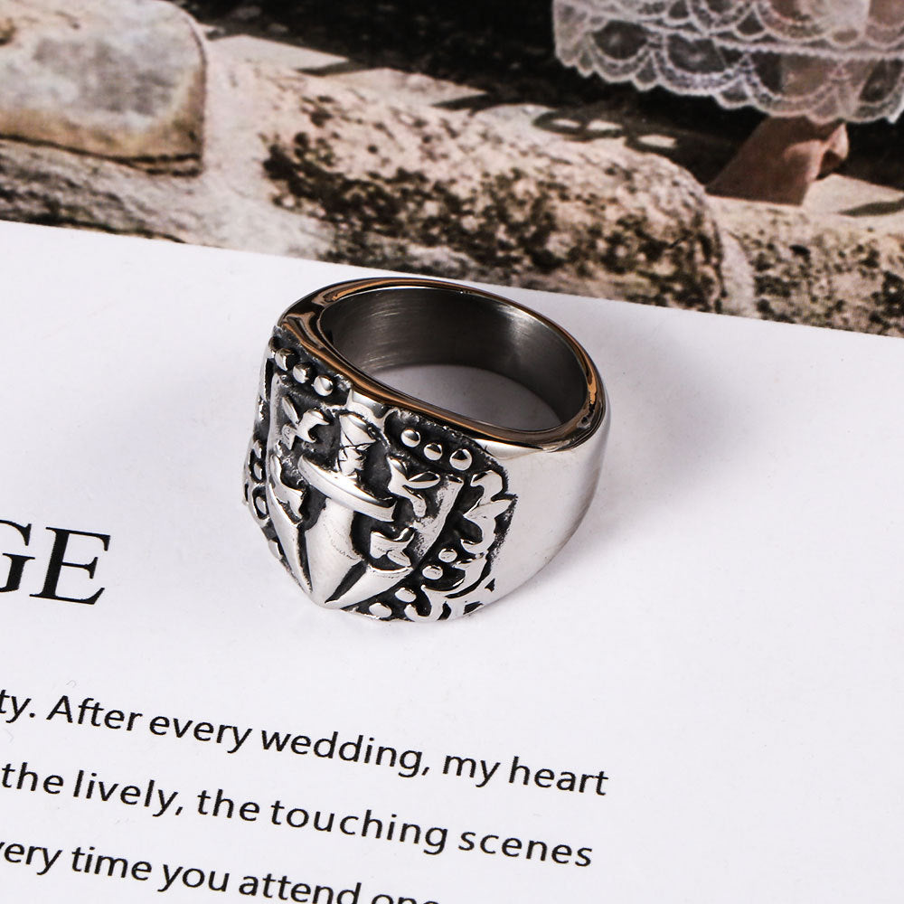 Punk Gothic Cross Sword Ring Titanium Steel Jewelry