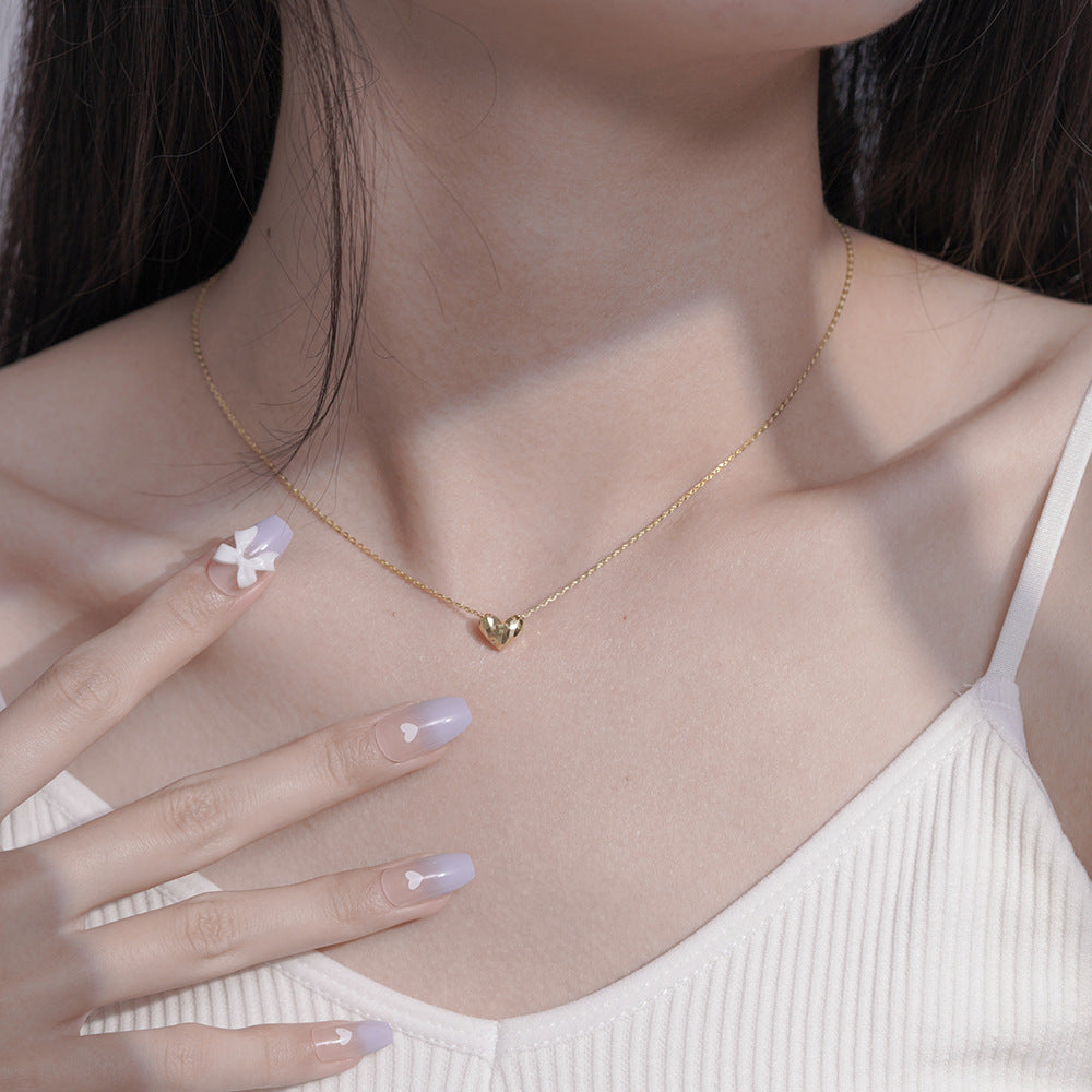 S925 Sterling Silver Necklace Women's Heart-Shaped Love Pendant