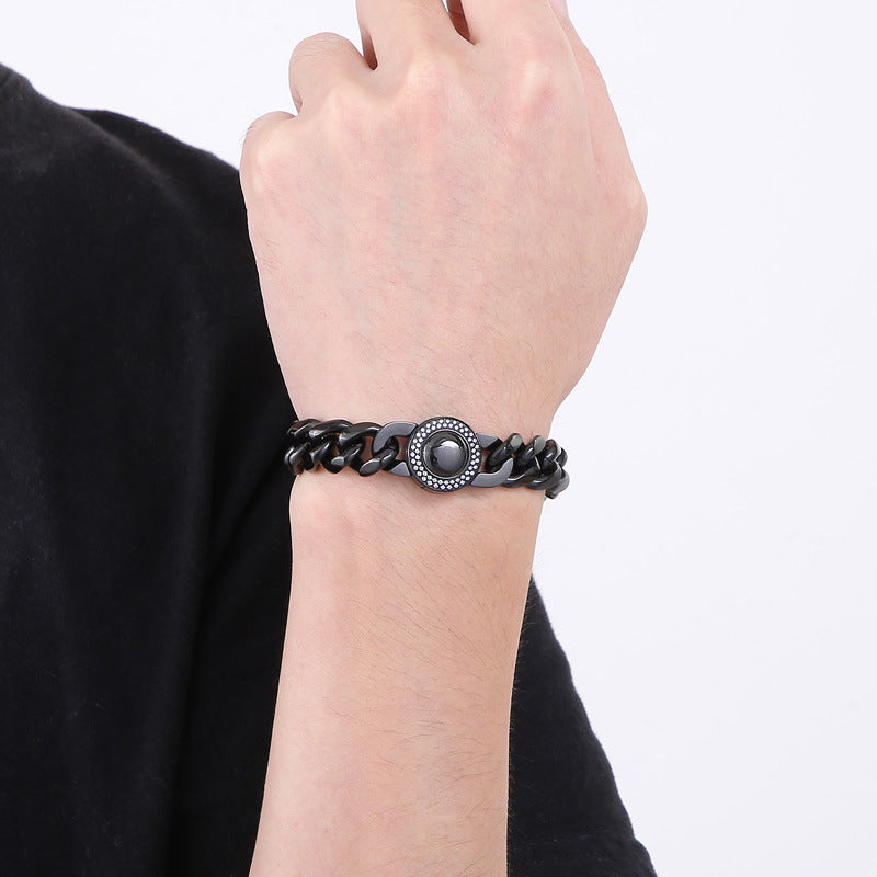 Bracelet Of The – Cnc Zircon Cuban Chain Titanium Steel Men's