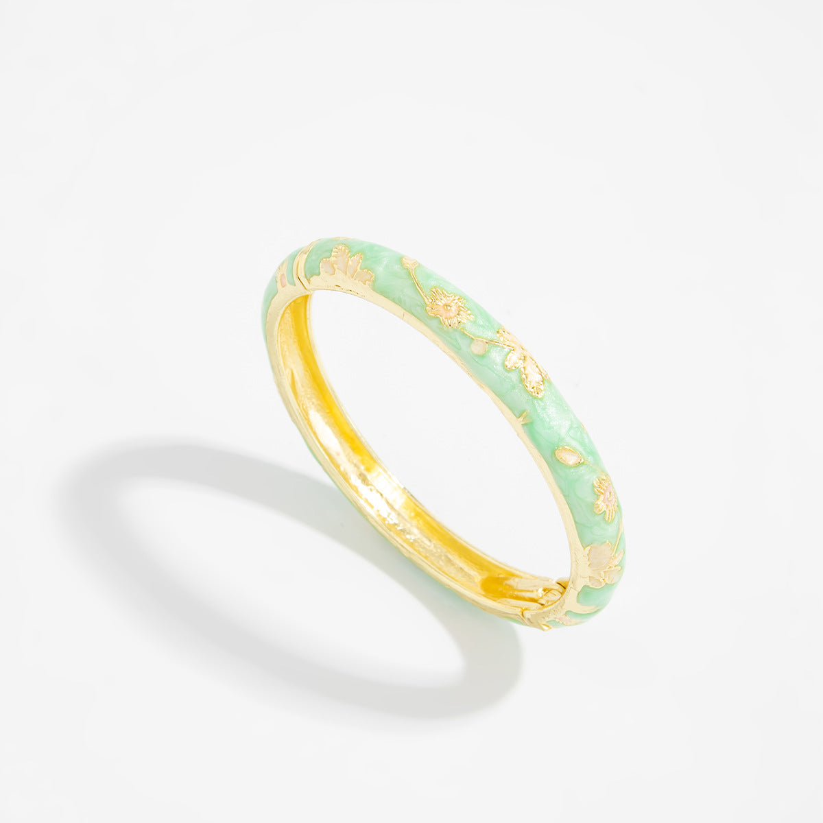 Planderful Vienna Verve Floral Opening Bracelet For Women Pastel Color Dripping Oil Style Elegant Metal Jewelry