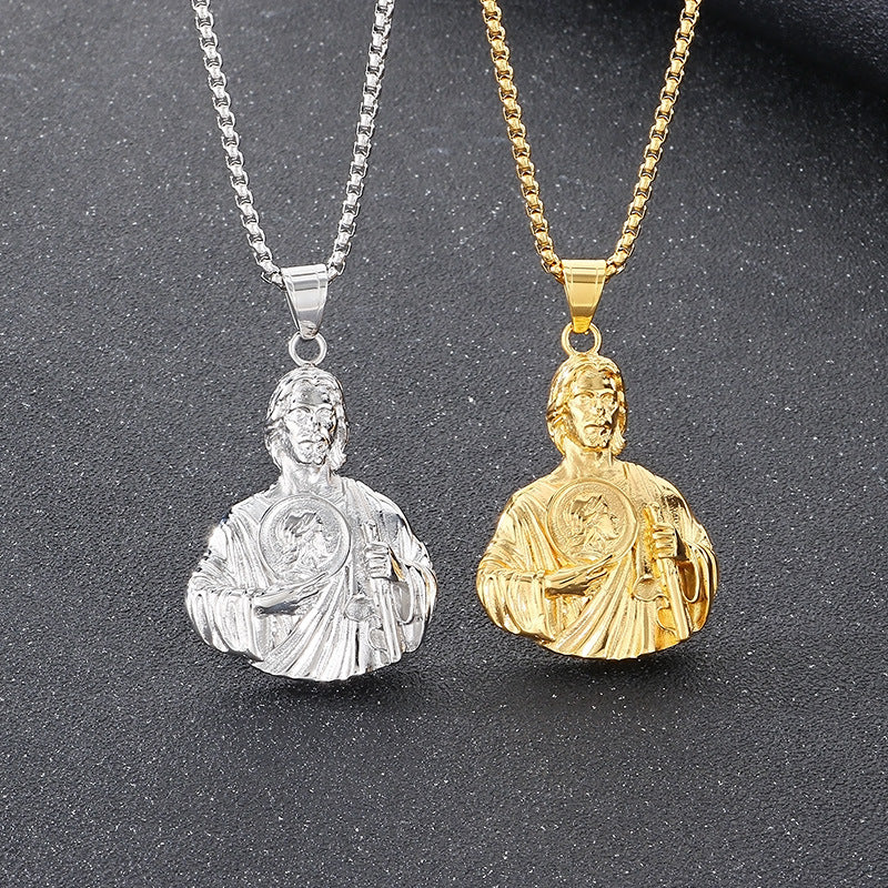 Planderful Retro Portrait Pendant St Jude Men Stainless