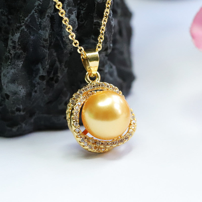 Champagne Shell Pearl Nest Pendant — No Chain