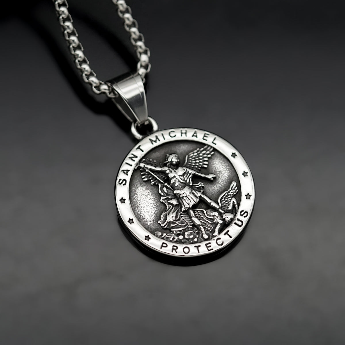 St. Michael Angel Stainless Steel Pendant Necklace