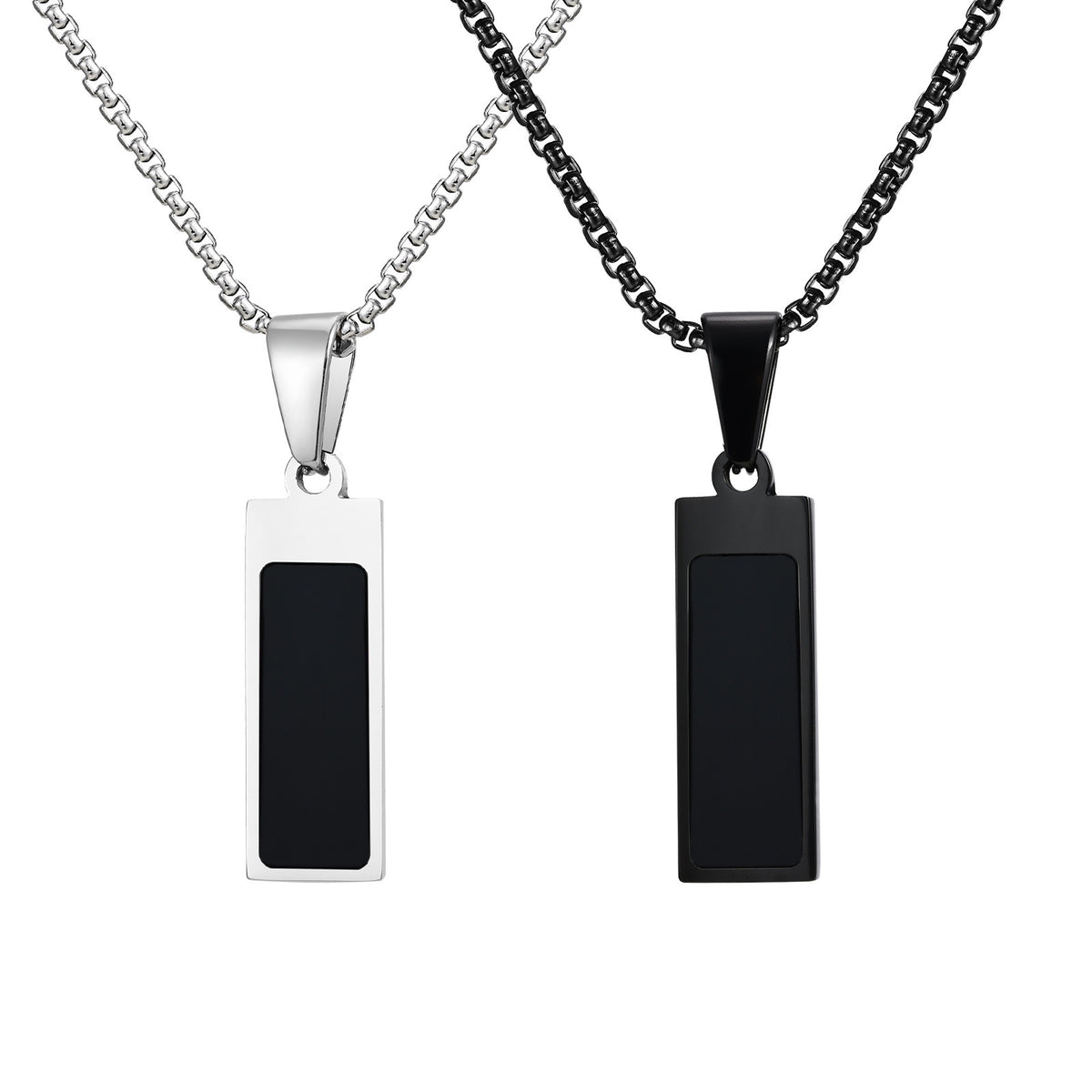 Minimalist Bar Pendant — Black or Silver, Chain Optional