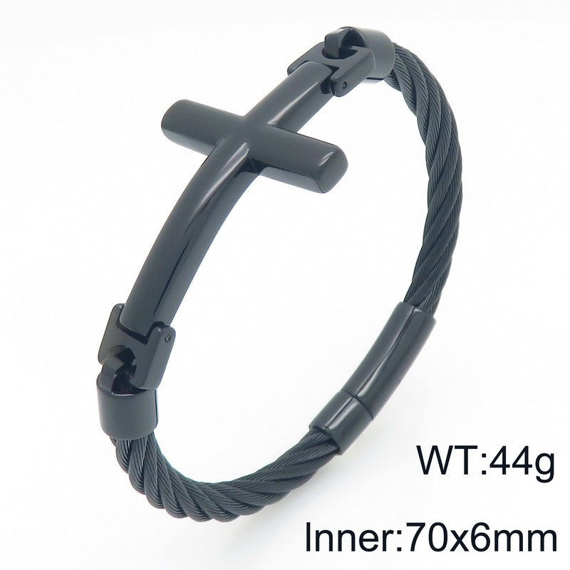 Braided Wire Steel Wire Bracelet – Cross Bent Titanium Steel Men's Bracelet