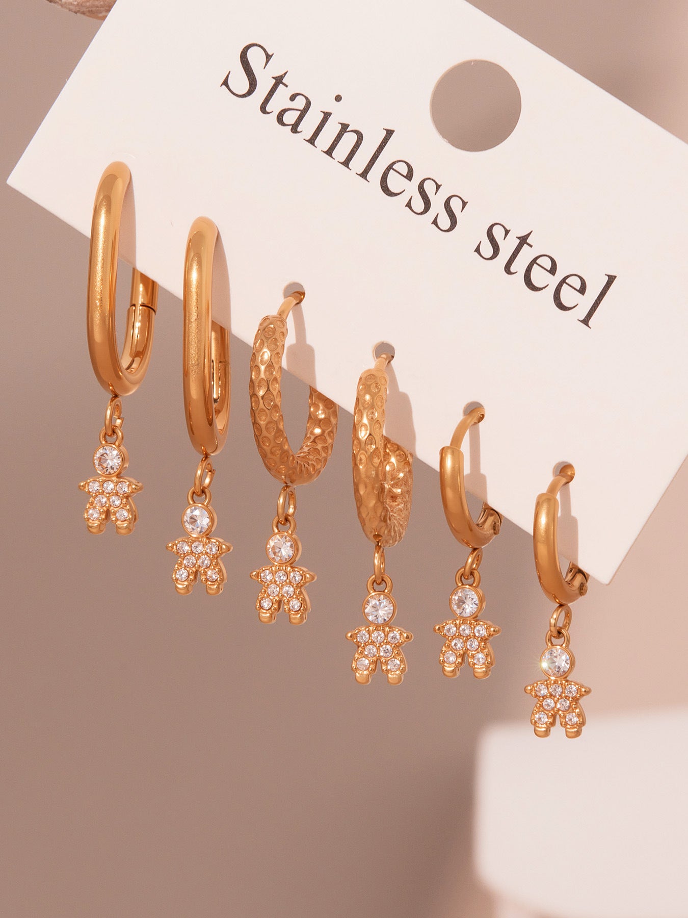 Planderful Little Prince Zircon Earrings Stainless Steel Women