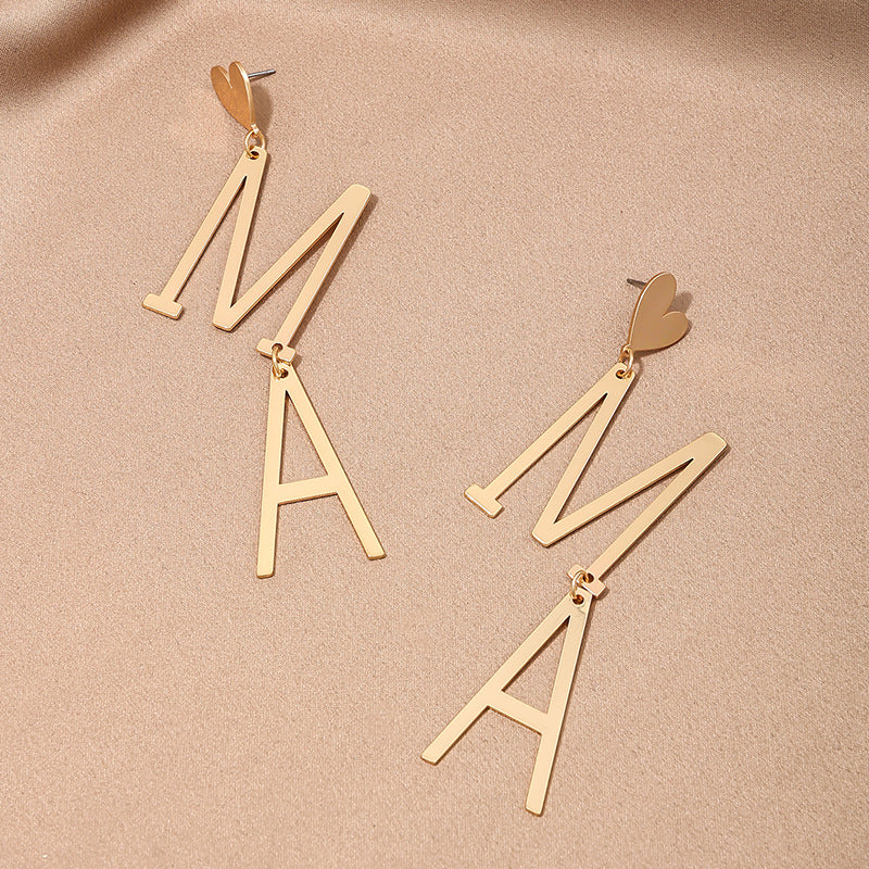 Exaggerated Metal Heart MAMA Earrings - Vienna Verve Collection