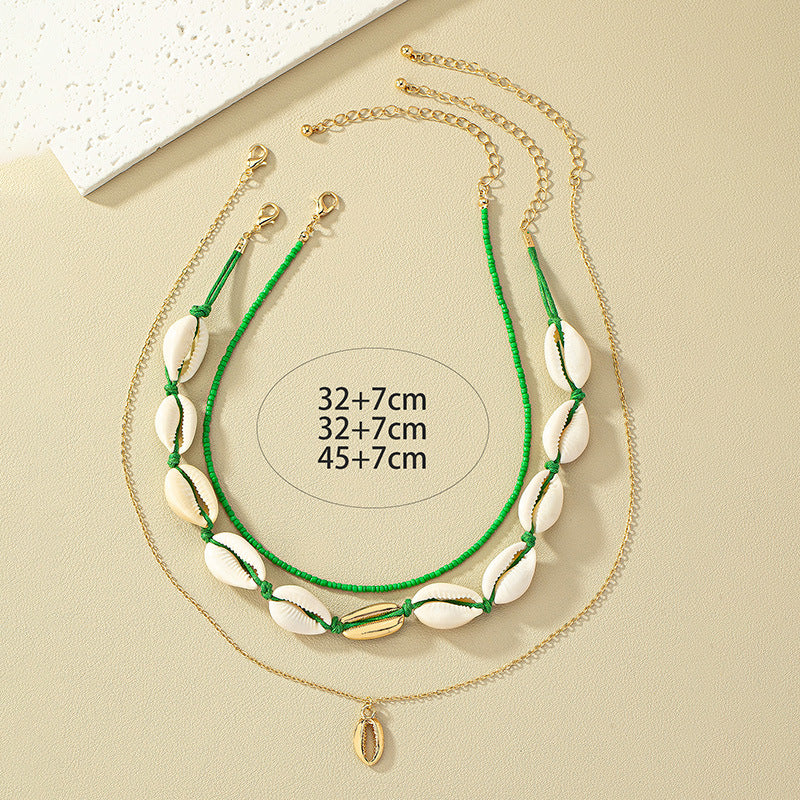 Bohemian Vienna Verve Metal Necklace with Shells and Beads