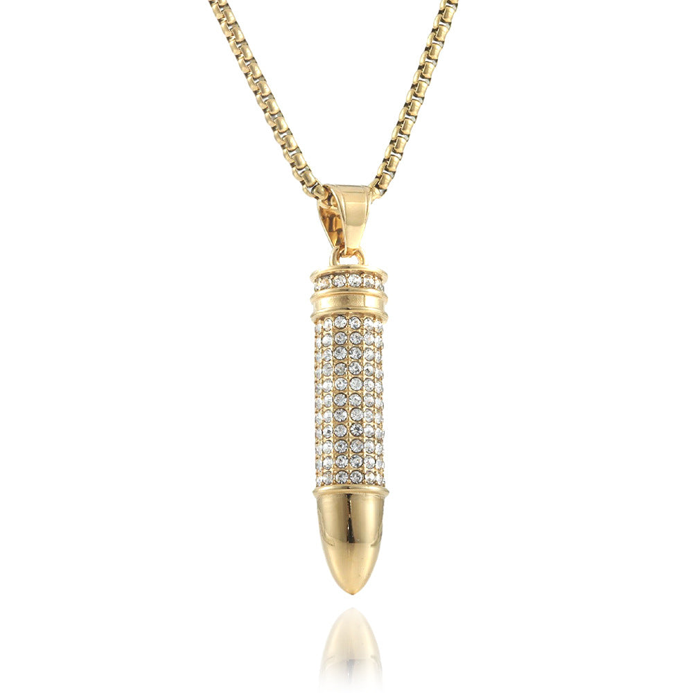 European And American Stainless Steel Bullet Pendant Necklace