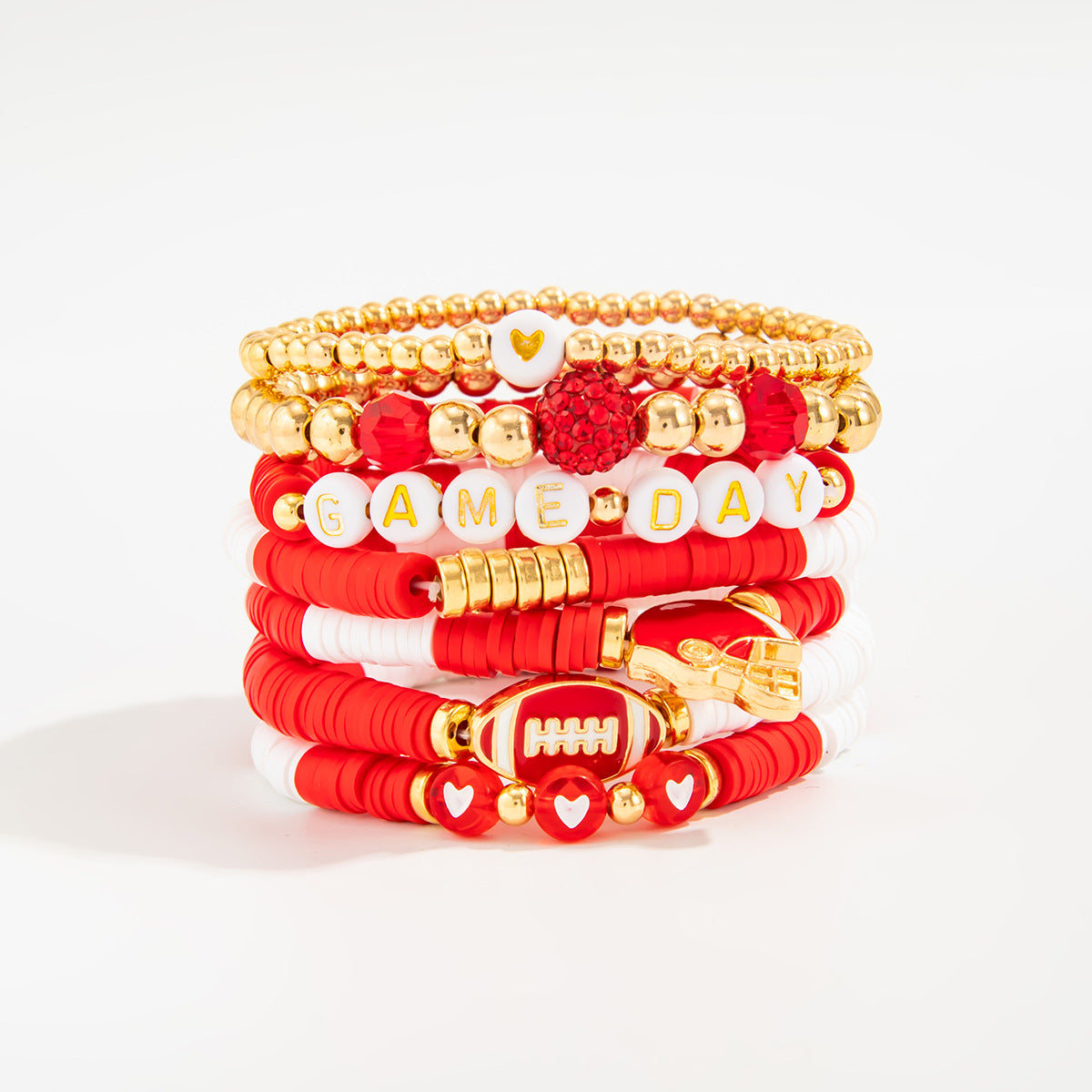 Planderful Football Bracelet Set Vienna Verve Game Day Jewelry For Women Bold Colorful Drip Statement