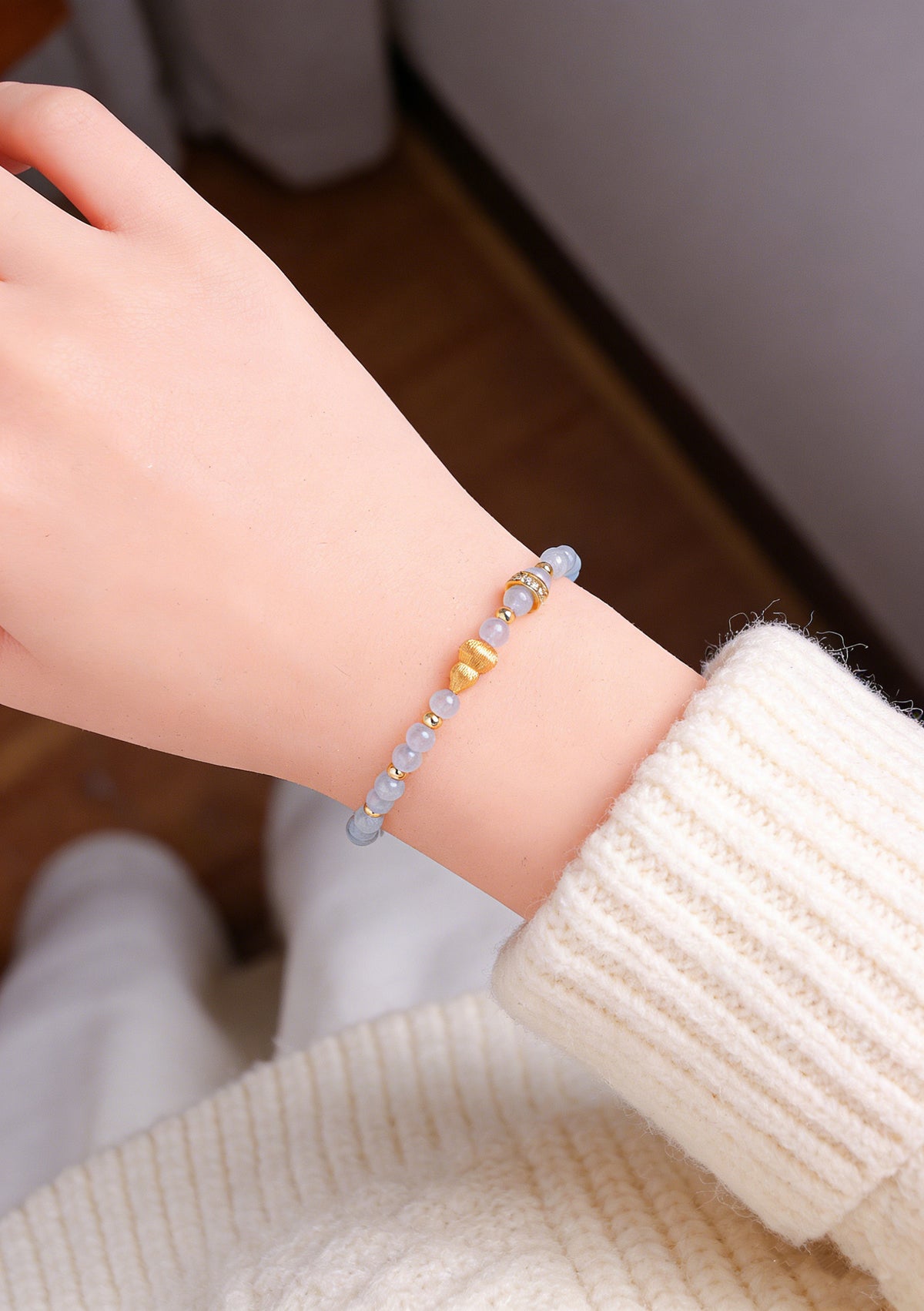 Amethyst Rose Quartz Crystal Gourd Bracelet
