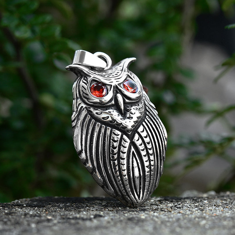 Titanium Steel Retro Owl Pendant for Men - European and American Style Accessories