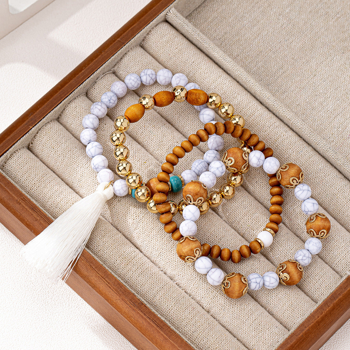 Planderful Vienna Verve Bracelets – Multi-Layer Wooden Beaded Design