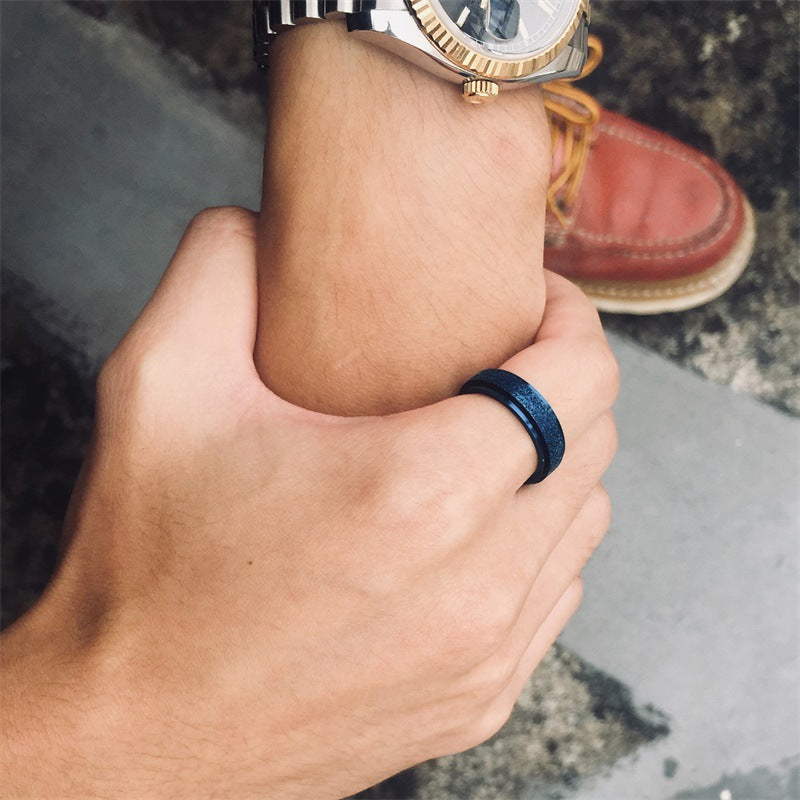 Stainless Steel Titanium Steel Ring Men's Rotating Colorful Glitter Jewelry