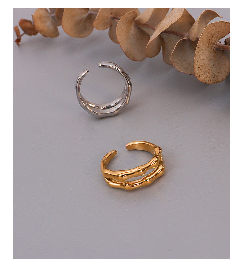 Golden Glow Double-Layer Bamboo Joint Ring