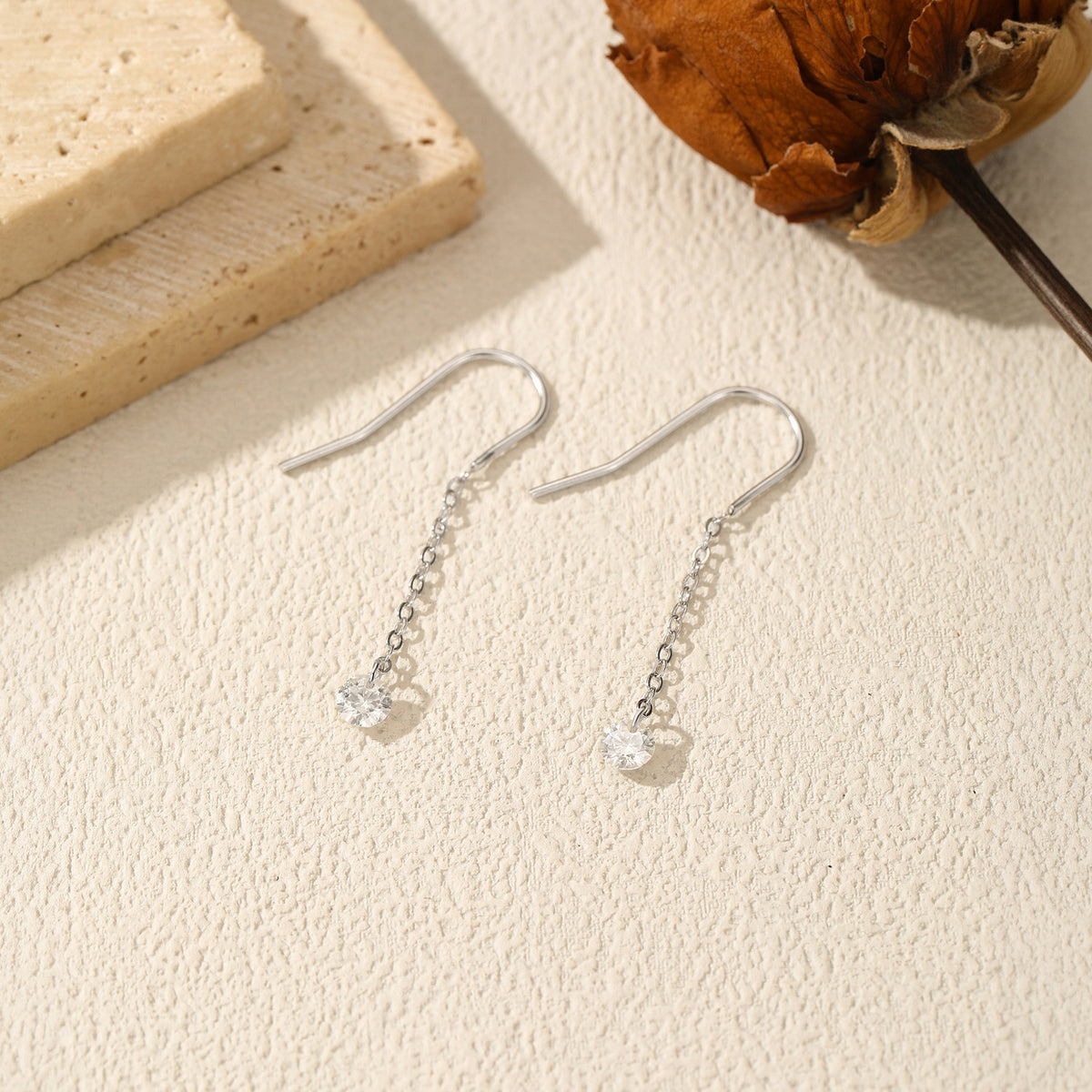 925 Sterling Silver Moissanite Fringe Earrings