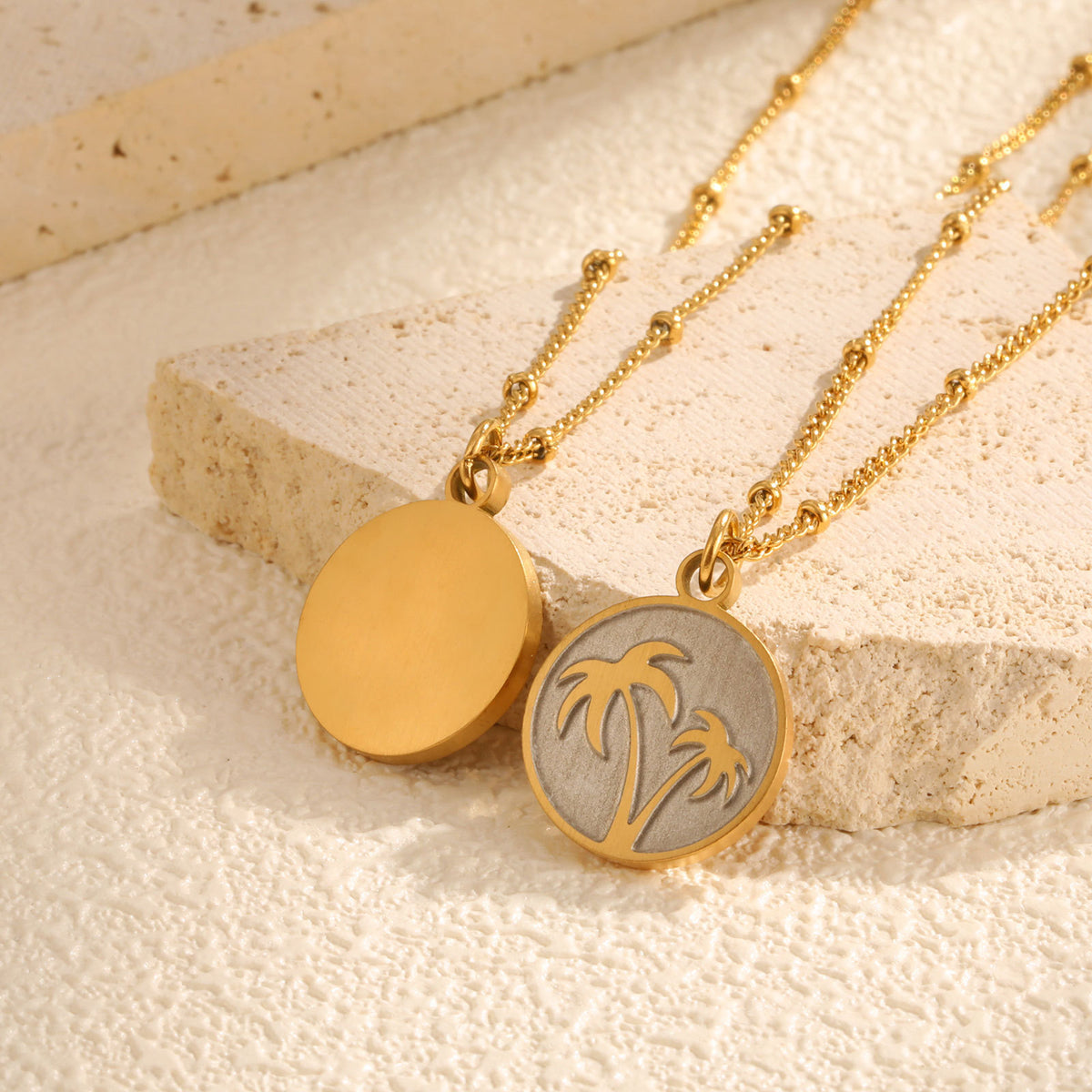 Button Chain Bead Separator Stainless Steel Necklace for Women