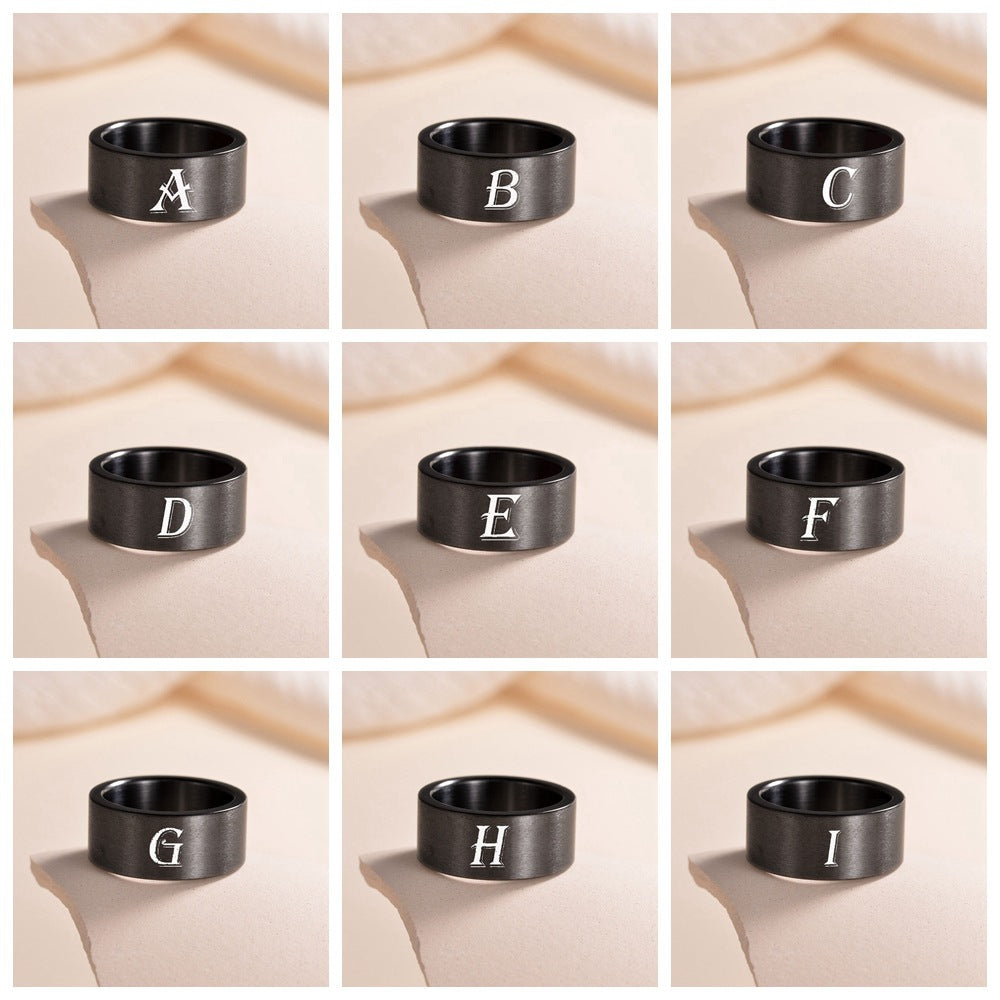 Planderful Everyday Genie Fade Resistant Stainless Steel Letter Ring For Men And Women
