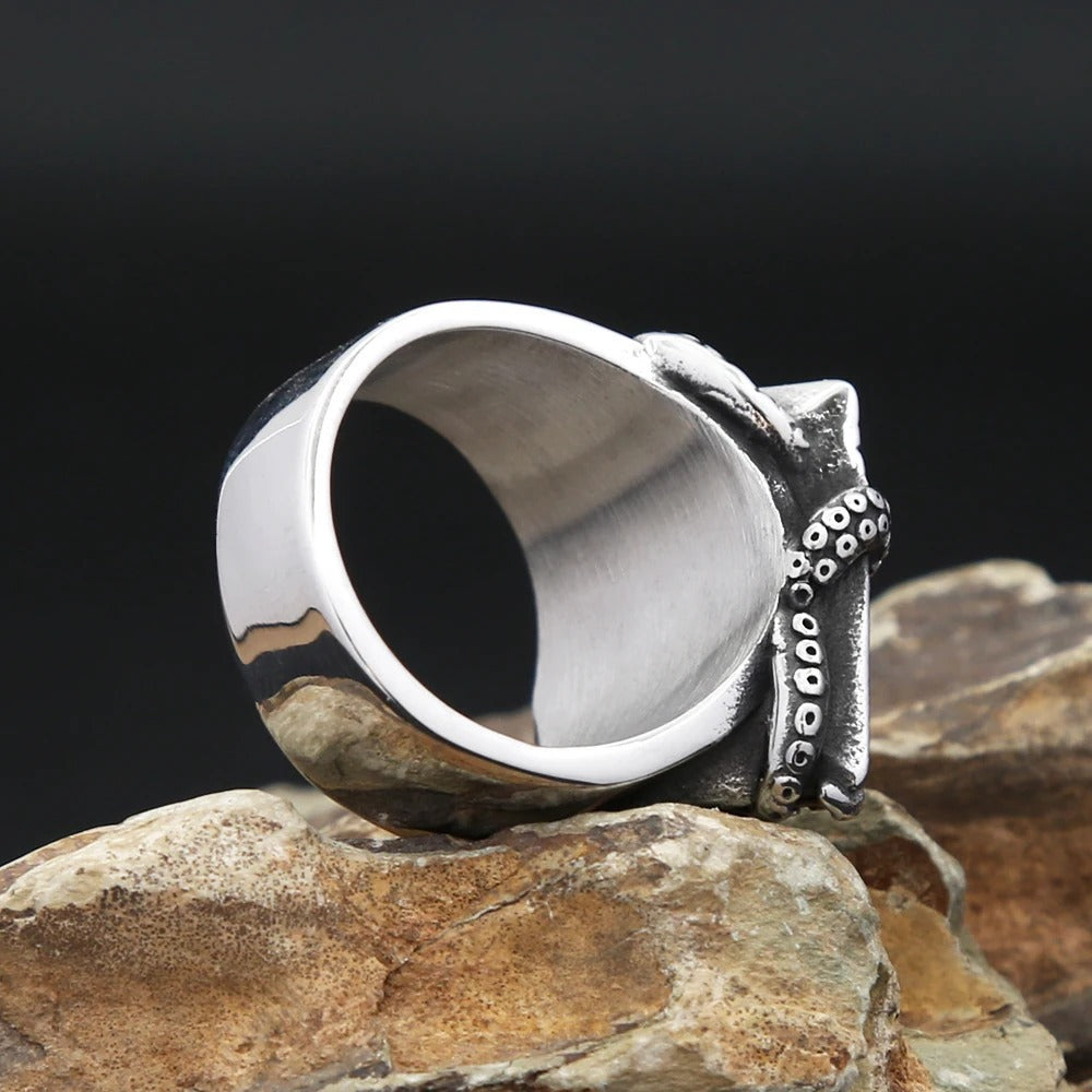 Eye of Horus Octopus Stainless Steel Men's Ring
