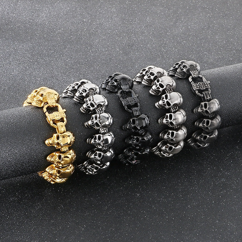 Planderful Skull Stainless Steel Bracelet Men Vacuum Plated