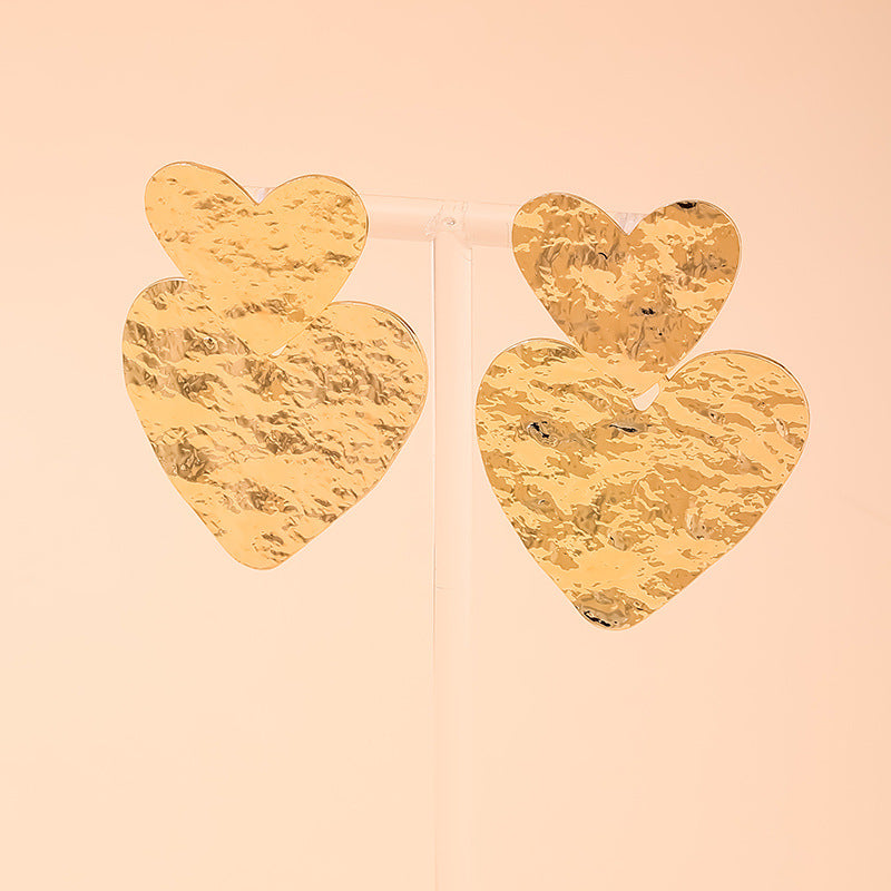 Exaggerated Geometric Pleated Love Earrings - Vienna Verve Collection