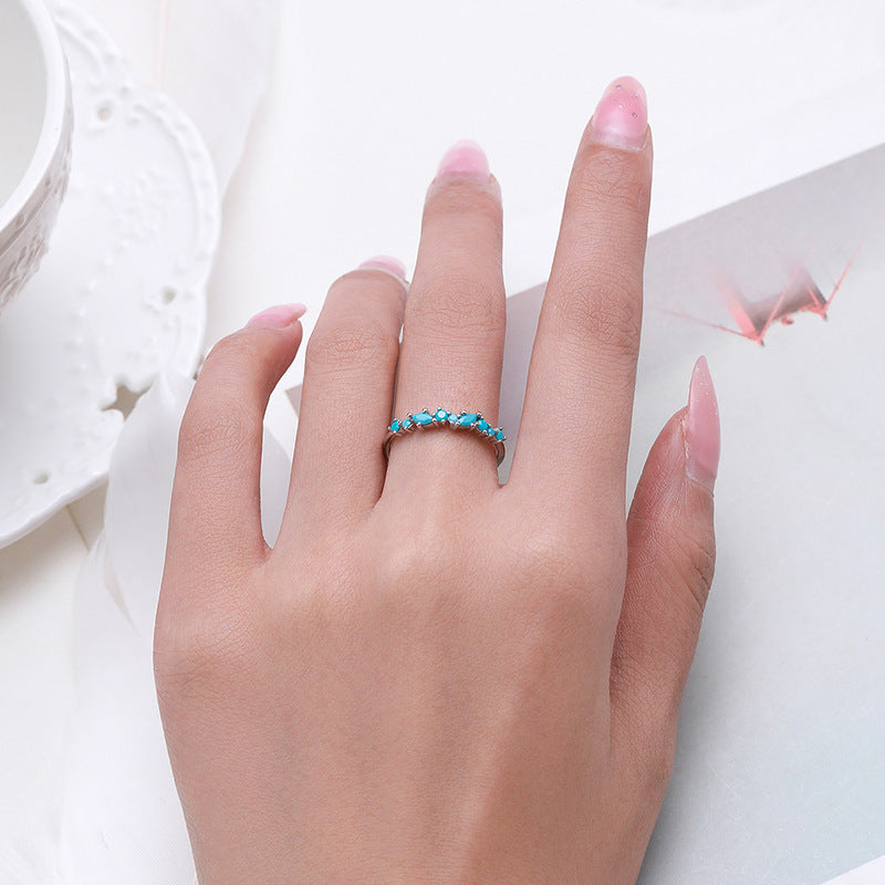 S925 Sterling Silver Turquoise Ring for Women with Elegant Design - Everyday Genie Collection