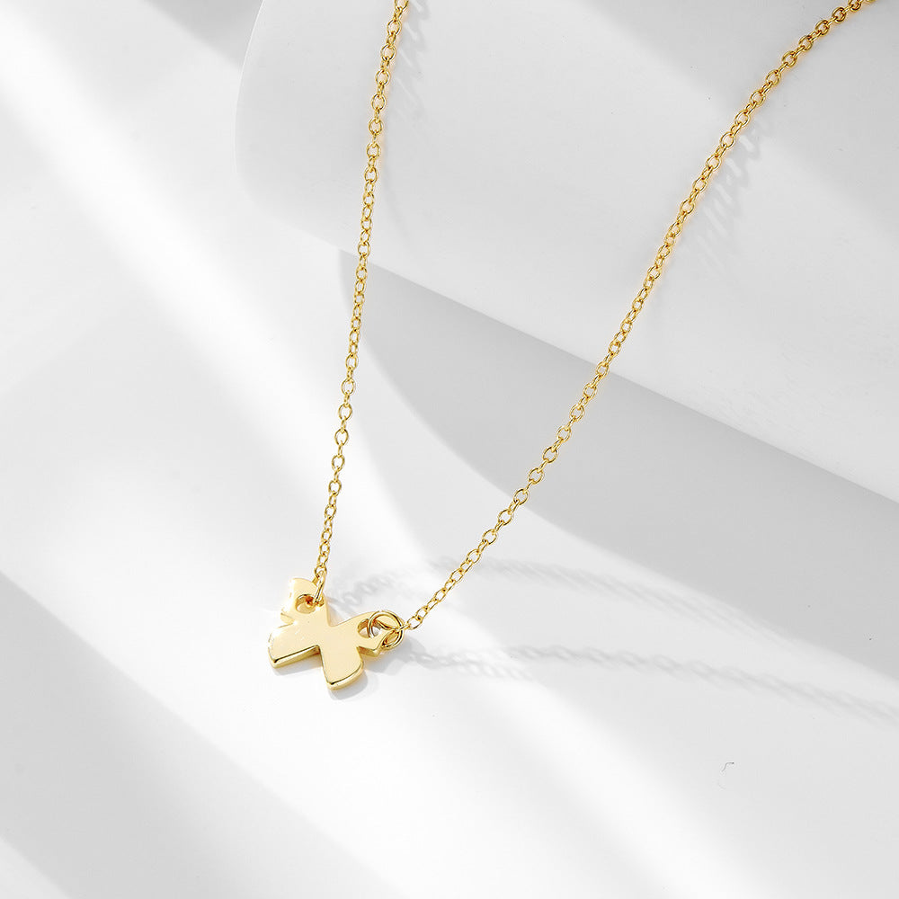 S925 Sterling Silver Mini Glossy Butterfly Pendant Necklace Clavicle Chain
