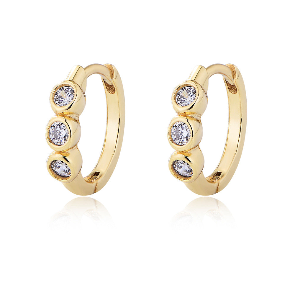 Zircon C-Shaped Earrings, Ear Buckle S925 Silver Commuter Tremella Decoration,