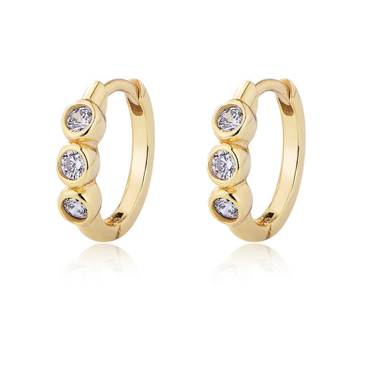 Zircon C-Shaped Earrings, Ear Buckle S925 Silver Commuter Tremella Decoration,