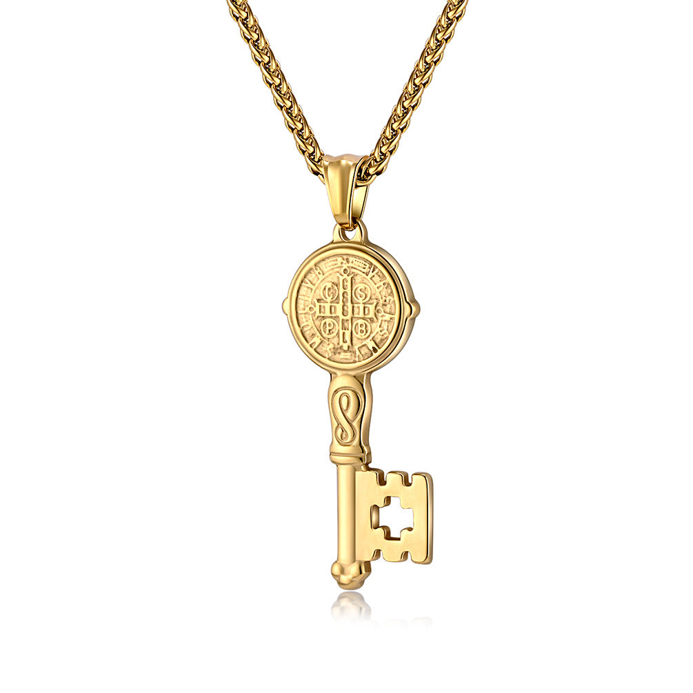 St. Benedict Exorcist Key Necklace Personalized Pendant for Men