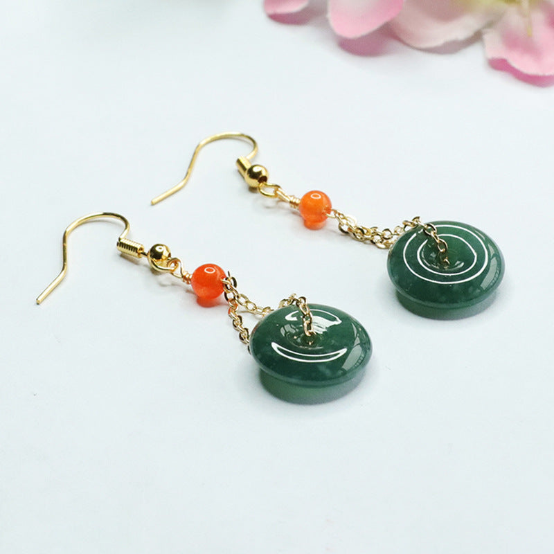 Jade Tassel Earrings with Sterling Silver Safe Hook