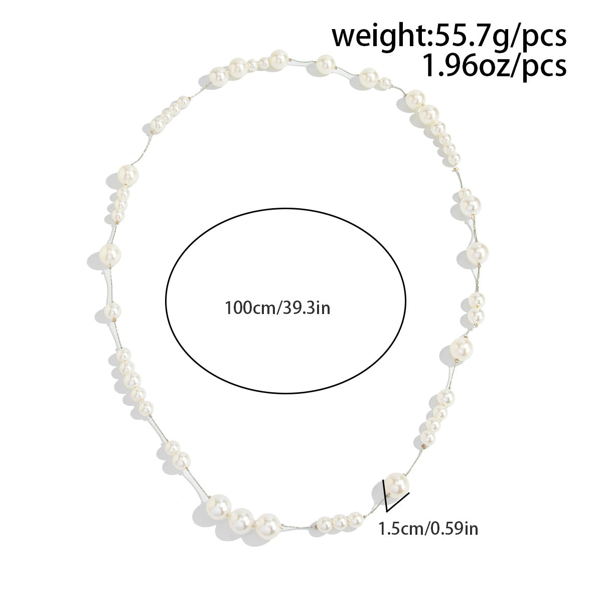 Oversized Pearl-Style Back Chain Necklace