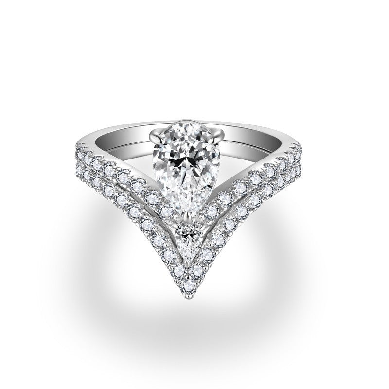 Niche Ins Wind 6 9mm Water Drop Diamond S925 Silver Ring