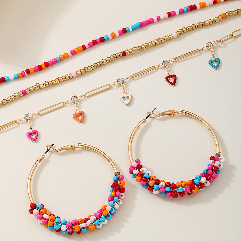 Multicolored Glass Bead Summer Jewelry Set by Planderful