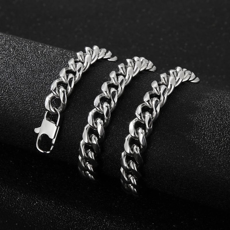 Stylish Electroplated Titanium Steel Men's Bracelet and Necklace Set