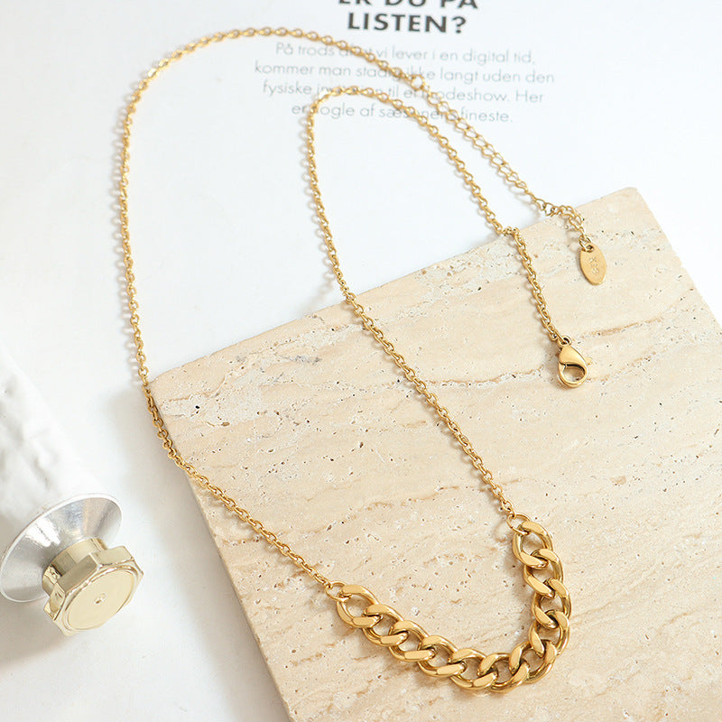 Golden Hip-Hop Thick Chain Necklace by Planderful - Everyday Genie Collection