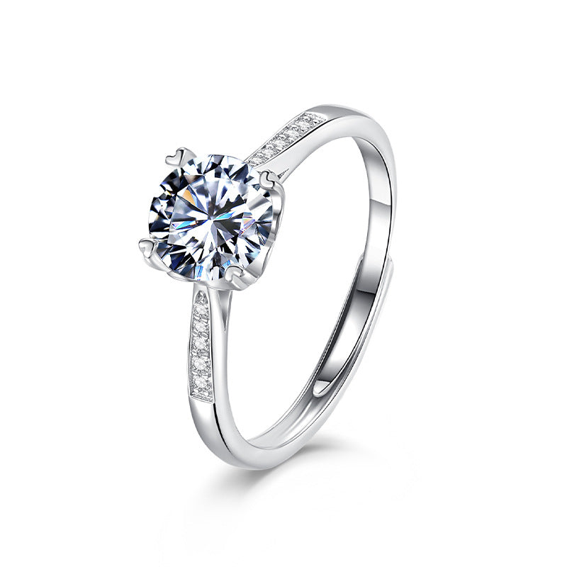 One-Carat D-Color S925 Sterling Silver Ring