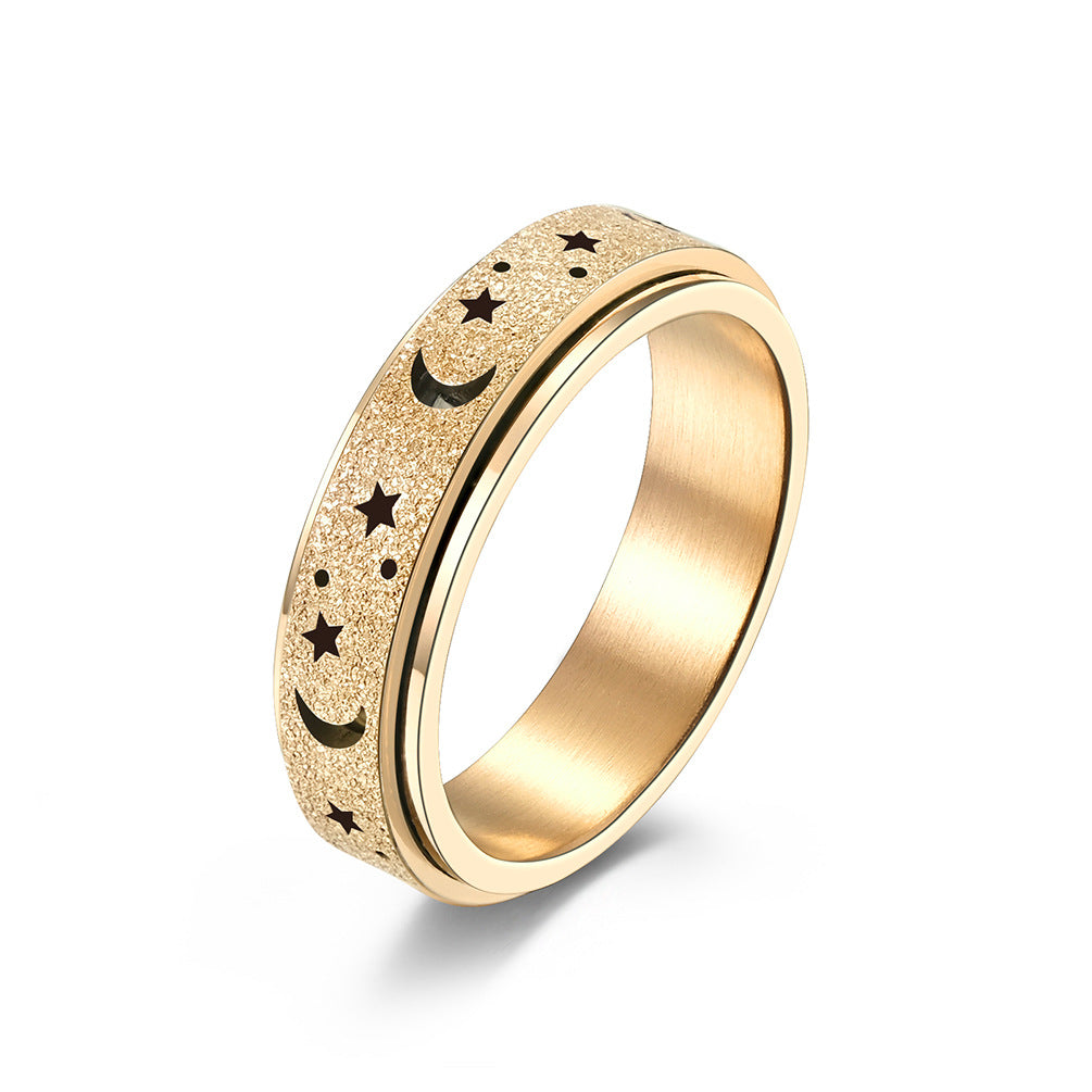 Steel Ring - Minimalist Rotating Star Moon Band For Everyday Wear Crafted By Planderful
